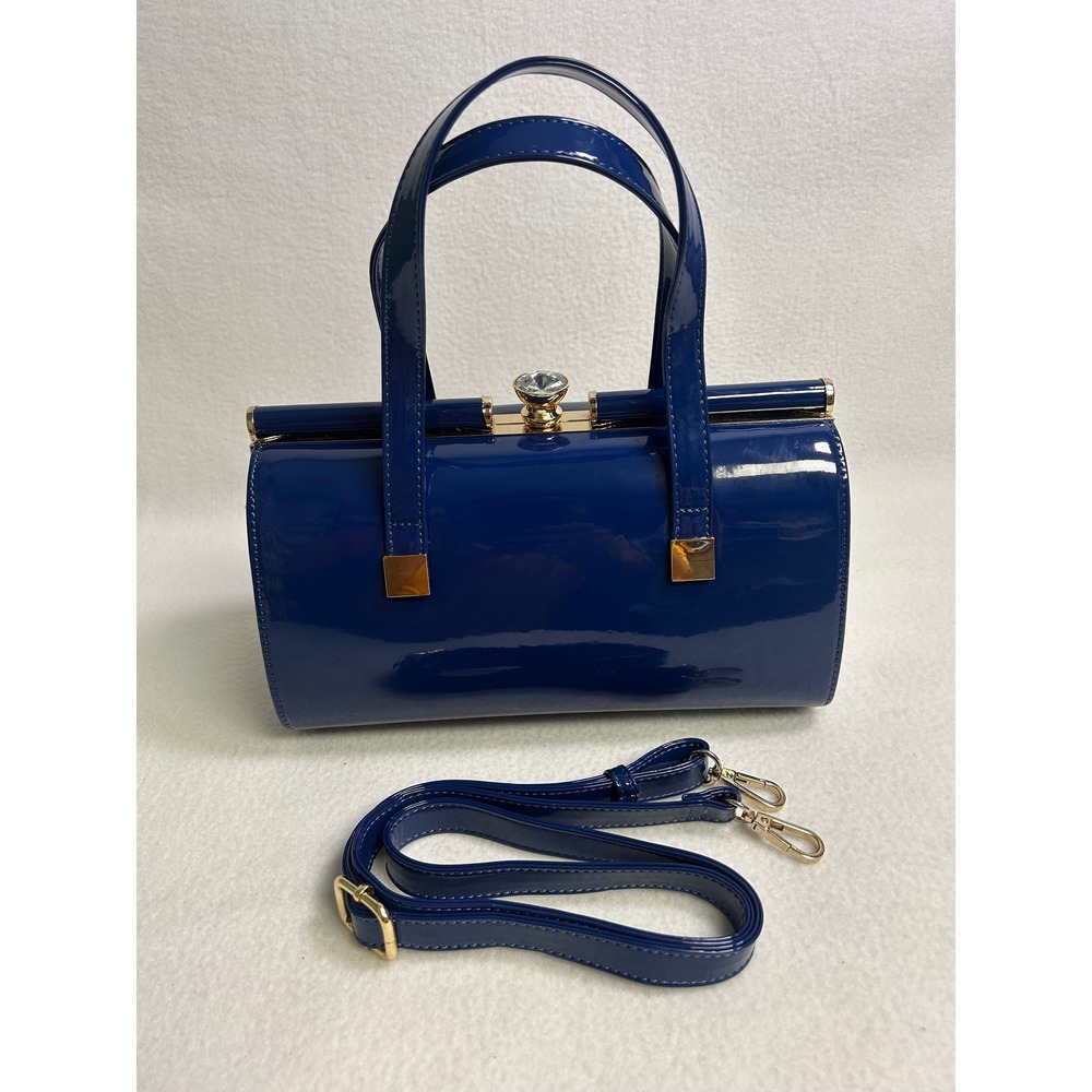 Rockabilly Pinup Retro Retro Womens Small Navy Blue Patent Doctor Frame Bag